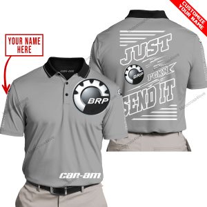 PREMIUM JUST FCKN GONNA SEND IT – CUSTOM NAME – CAN AM - GREY - POLO SHIRT