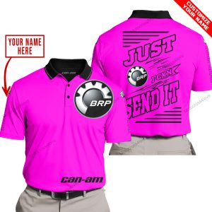 PREMIUM JUST FCKN GONNA SEND IT – CUSTOM NAME – CAN AM - PINK - POLO SHIRT