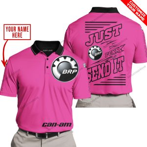 PREMIUM JUST FCKN GONNA SEND IT – CUSTOM NAME – CAN AM - PINK 1 - POLO SHIRT