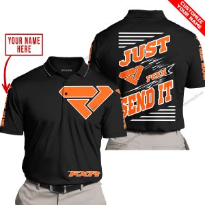 PREMIUM JUST FCKN GONNA SEND IT – CUSTOM NAME – FXR - BLACK - POLO SHIRT