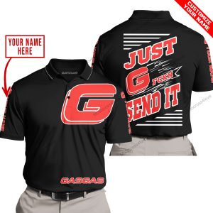 PREMIUM JUST FCKN GONNA SEND IT – CUSTOM NAME – GASGAS - BLACK - POLO SHIRT