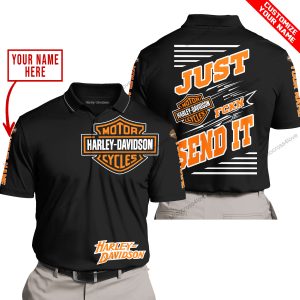 PREMIUM JUST FCKN GONNA SEND IT – CUSTOM NAME – HARLEY DAVIDSON - BLACK V1 - POLO SHIRT