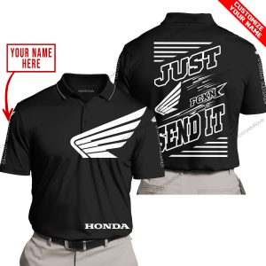 PREMIUM JUST FCKN GONNA SEND IT – CUSTOM NAME – HONDA - BLACK V1 - POLO SHIRT