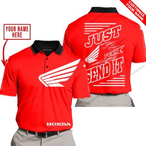 PREMIUM JUST FCKN GONNA SEND IT – CUSTOM NAME – HONDA - RED - POLO SHIRT