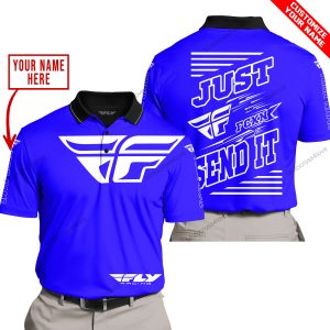 PREMIUM JUST FCKN GONNA SEND IT – CUSTOM NAME – FLY RACING - BLUE - POLO