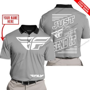 PREMIUM JUST FCKN GONNA SEND IT – CUSTOM NAME – FLY RACING - GREY - POLO