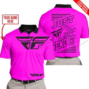 PREMIUM JUST FCKN GONNA SEND IT – CUSTOM NAME – FLY RACING - PINK - POLO