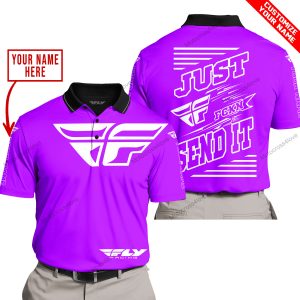 PREMIUM JUST FCKN GONNA SEND IT – CUSTOM NAME – FLY RACING - PURPLE - POLO