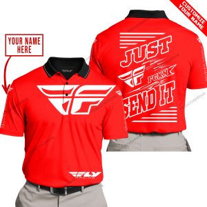 PREMIUM JUST FCKN GONNA SEND IT – CUSTOM NAME – FLY RACING - RED - POLO