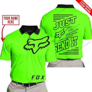 PREMIUM JUST FCKN GONNA SEND IT – CUSTOM NAME – FOX RACING - GREEN - POLO SHIRT