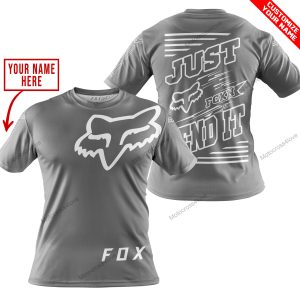 PREMIUM JUST FCKN GONNA SEND IT – CUSTOM NAME – FOX RACING - GREY - T-SHIRT