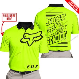 PREMIUM JUST FCKN GONNA SEND IT – CUSTOM NAME – FOX RACING - NEON - POLO SHIRT