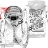 PREMIUM JUST FCKN GONNA SEND IT – CUSTOM NAME – FOX RACING - WHITE - FLEECE ZIP HOODIE