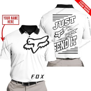 PREMIUM JUST FCKN GONNA SEND IT – CUSTOM NAME – FOX RACING - WHITE - POLO SHIRT