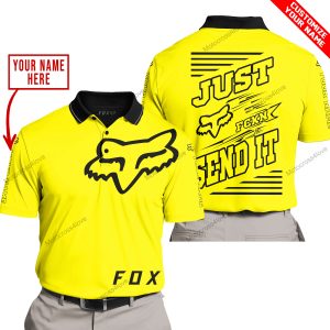 PREMIUM JUST FCKN GONNA SEND IT – CUSTOM NAME – FOX RACING - YELLOW - POLO SHIRT