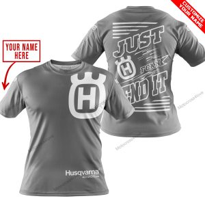 PREMIUM JUST FCKN GONNA SEND IT – CUSTOM NAME – HUSQVARNA - GREY - T-SHIRT