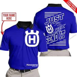PREMIUM JUST FCKN GONNA SEND IT – CUSTOM NAME – HUSQVARNA - NAVY - POLO