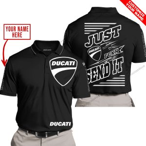 PREMIUM JUST FCKN GONNA SEND IT – CUSTOM NAME – DUCATI - BLACK - POLO SHIRT
