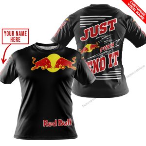 PREMIUM JUST FCKN GONNA SEND IT – CUSTOM NAME – RED BULL – BLACK - T-SHIRT