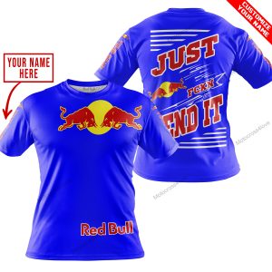 PREMIUM JUST FCKN GONNA SEND IT – CUSTOM NAME – RED BULL – BLUE - T-SHIRT