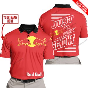 PREMIUM JUST FCKN GONNA SEND IT – CUSTOM NAME – RED BULL – RED - POLO SHIRT