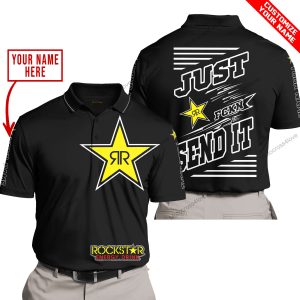PREMIUM JUST FCKN GONNA SEND IT – CUSTOM NAME – ROCKSTAR - BLACK - POLO SHIRT