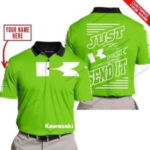 PREMIUM JUST FCKN GONNA SEND IT – CUSTOM NAME – KAWASAKI - GREEN - POLO SHIRT