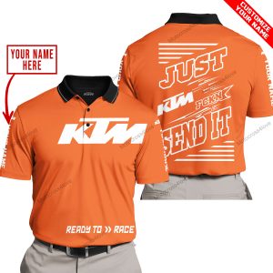 PREMIUM JUST FCKN GONNA SEND IT – CUSTOM NAME – KTM - ORANGE - POLO SHIRT