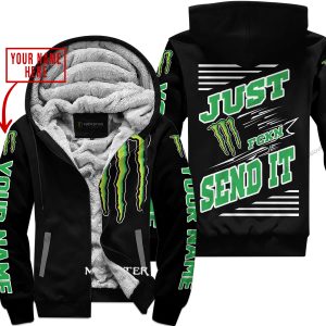 PREMIUM JUST FCKN GONNA SEND IT – CUSTOM NAME – MONSTER - BLACK - FLEECE ZIP HOODIE