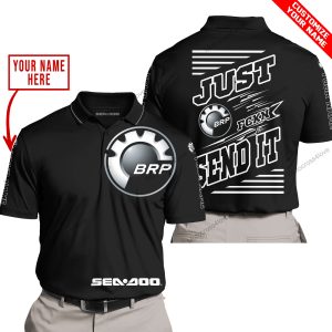 PREMIUM JUST FCKN GONNA SEND IT – CUSTOM NAME – SEA DOO - BLACK - POLO SHIRT