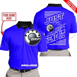 PREMIUM JUST FCKN GONNA SEND IT – CUSTOM NAME – SEA DOO - BLUE - POLO SHIRT