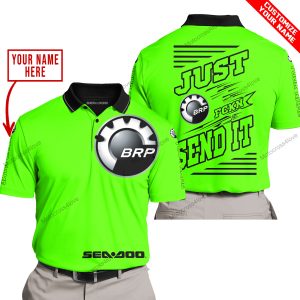 PREMIUM JUST FCKN GONNA SEND IT – CUSTOM NAME – SEA DOO - GREEN - POLO SHIRT