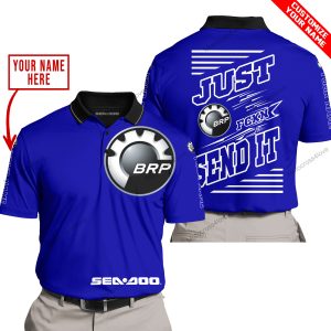 PREMIUM JUST FCKN GONNA SEND IT – CUSTOM NAME – SEA DOO - NAVY - POLO SHIRT