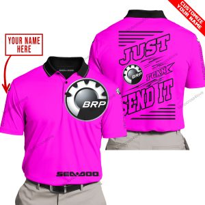 PREMIUM JUST FCKN GONNA SEND IT – CUSTOM NAME – SEA DOO - PINK - POLO SHIRT