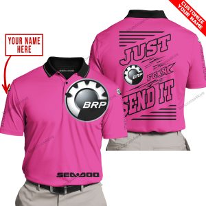 PREMIUM JUST FCKN GONNA SEND IT – CUSTOM NAME – SEA DOO - PINK 1 - POLO SHIRT