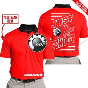PREMIUM JUST FCKN GONNA SEND IT – CUSTOM NAME – SEA DOO - RED - POLO SHIRT