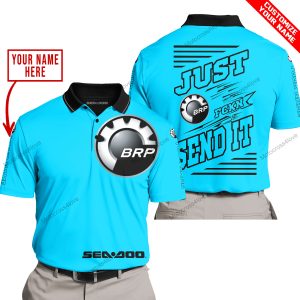 PREMIUM JUST FCKN GONNA SEND IT – CUSTOM NAME – SEA DOO - SKY BLUE - POLO SHIRT