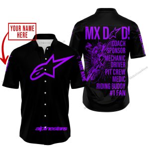 MX DAD - PERSONALISED GIFTS FOR CHILDREN & ADULTS - ALPINESTARS - PURPLE - BUTTON SHIRT