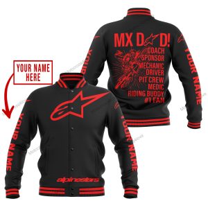 MX DAD - PERSONALISED GIFTS FOR CHILDREN & ADULTS - ALPINESTARS - RED - BASEBALL JACKET