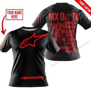 MX DAD - PERSONALISED GIFTS FOR CHILDREN & ADULTS - ALPINESTARS - RED - T-SHIRT