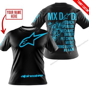 MX DAD - PERSONALISED GIFTS FOR CHILDREN & ADULTS - ALPINESTARS - SKY BLUE - T-SHIRT