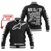 MX DAD - PERSONALISED GIFTS FOR CHILDREN & ADULTS - ALPINESTARS - WHITE - BASEBALL JACKET