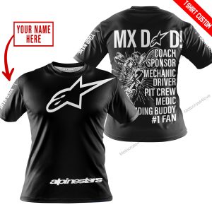 MX DAD - PERSONALISED GIFTS FOR CHILDREN & ADULTS - ALPINESTARS - WHITE - T-SHIRT