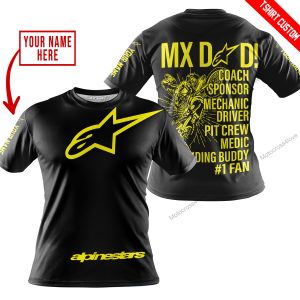 MX DAD - PERSONALISED GIFTS FOR CHILDREN & ADULTS - ALPINESTARS - YELLOW - T-SHIRT