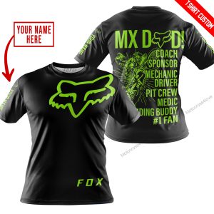 MX DAD - PERSONALISED GIFTS FOR CHILDREN & ADULTS - FOX RACING - GREEN 1 BLACK - T-SHIRT