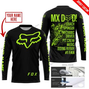 MX DAD - PERSONALISED GIFTS FOR CHILDREN & ADULTS - FOX RACING - NEON BLACK - JERSEY