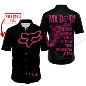 MX DAD - PERSONALISED GIFTS FOR CHILDREN & ADULTS - FOX RACING - PINK 1 BLACK - BUTTON SHIRT