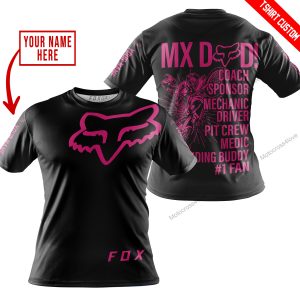 MX DAD - PERSONALISED GIFTS FOR CHILDREN & ADULTS - FOX RACING - PINK 1 BLACK - T-SHIRT