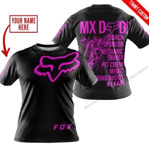 MX DAD - PERSONALISED GIFTS FOR CHILDREN & ADULTS - FOX RACING - PINK BLACK - T-SHIRT
