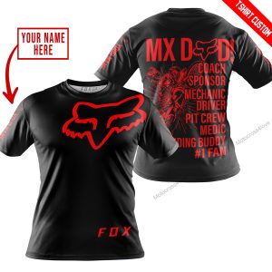 MX DAD - PERSONALISED GIFTS FOR CHILDREN & ADULTS - FOX RACING - RED BLACK - T-SHIRT